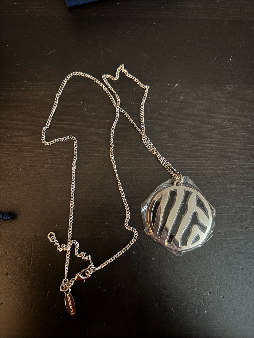 Silver Zebra Pendant Necklace - Black & Silver